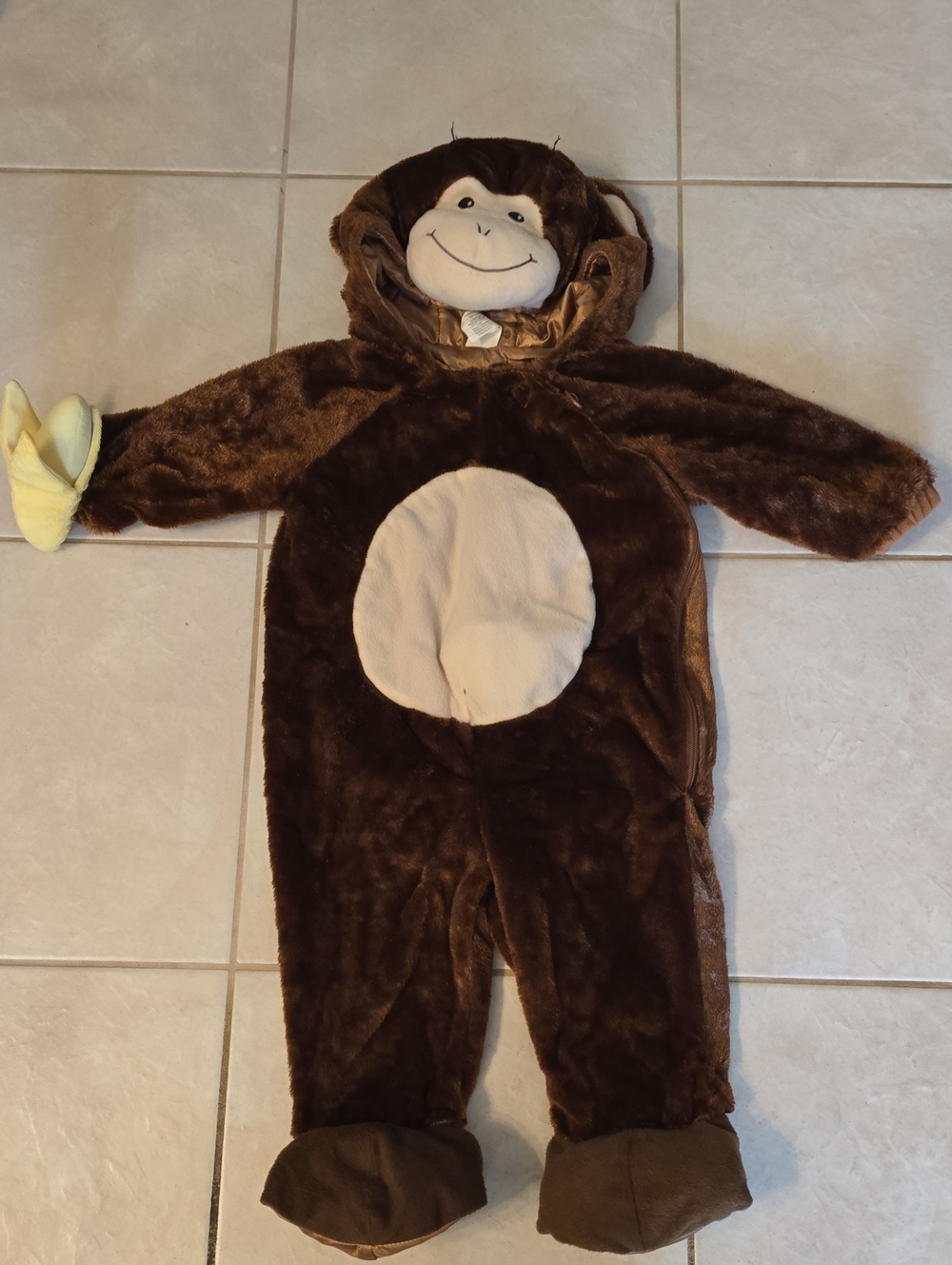 Child Monkey Costume - Brown Plush Hooded Onesie